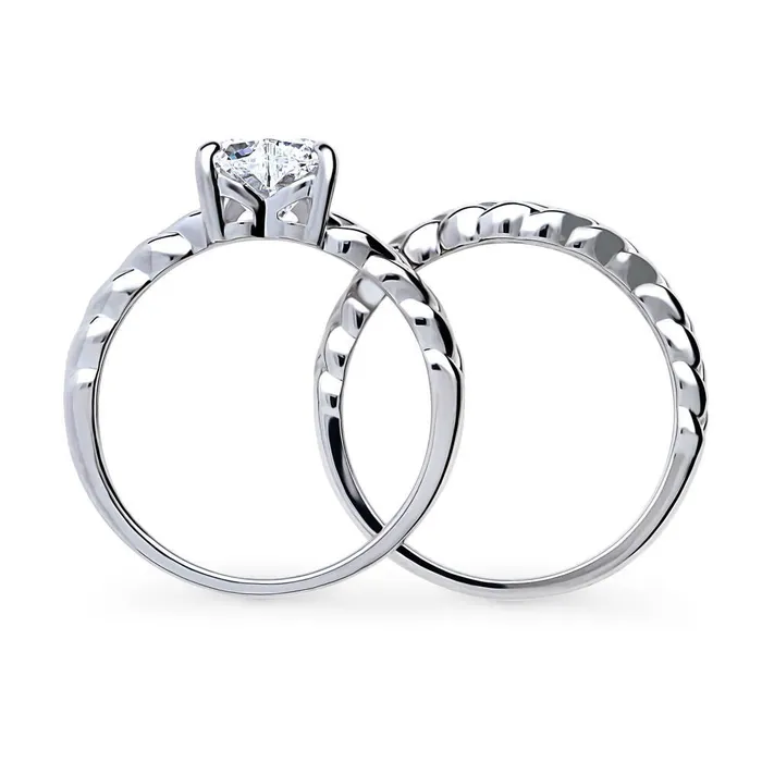 Rings BERRICLE Woven Solitaire 11ct CZ Ring Set in Sterling Silver