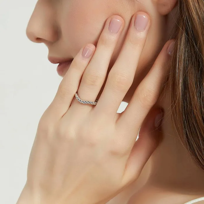 Rings BERRICLE Woven Solitaire 11ct CZ Ring Set in Sterling Silver