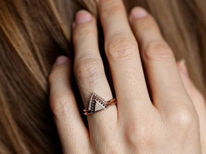 Rings Capucinne Diamond Ring Set Modern Engagement Ring Set