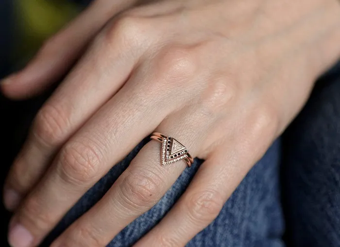 Rings Capucinne Diamond Ring Set Modern Engagement Ring Set