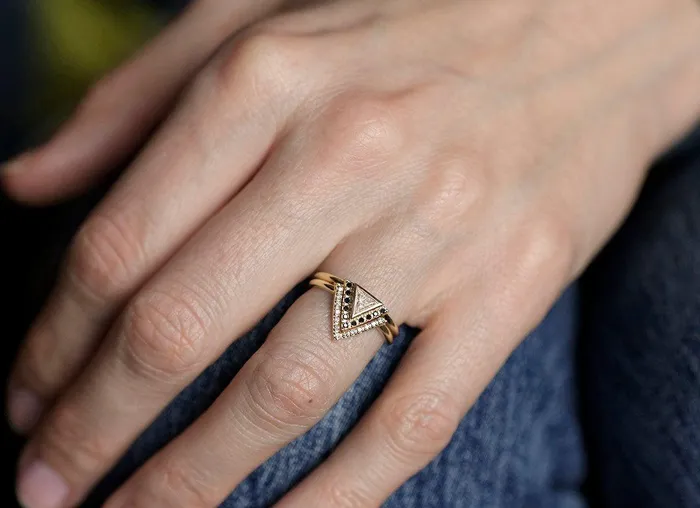 Rings Capucinne Diamond Ring Set Modern Engagement Ring Set