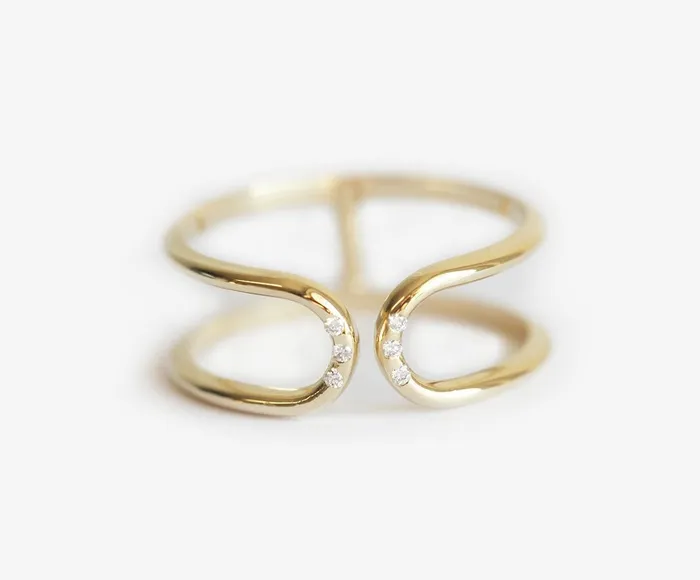 Rings Capucinne Double flush diamond open band ring