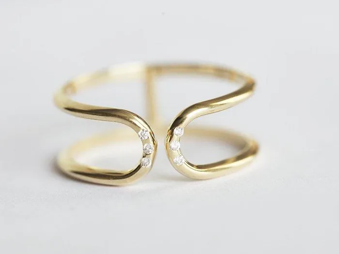 Rings Capucinne Double flush diamond open band ring