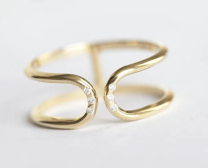 Rings Capucinne Double flush diamond open band ring