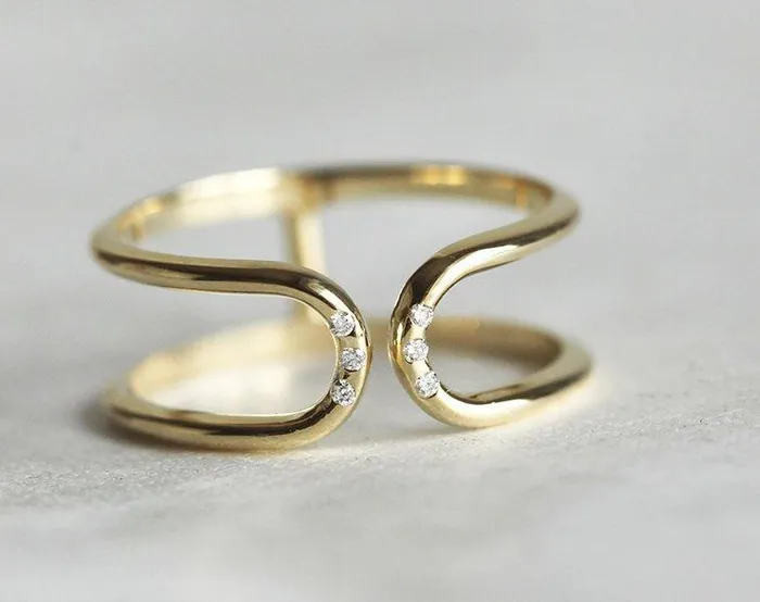 Rings Capucinne Double flush diamond open band ring