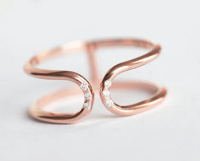 Rings Capucinne Double flush diamond open band ring