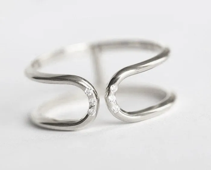Rings Capucinne Double flush diamond open band ring