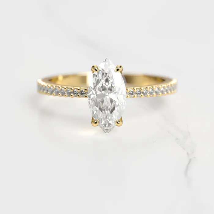 Rings Capucinne Marquise Half Pave Tapered Moissanite Ring