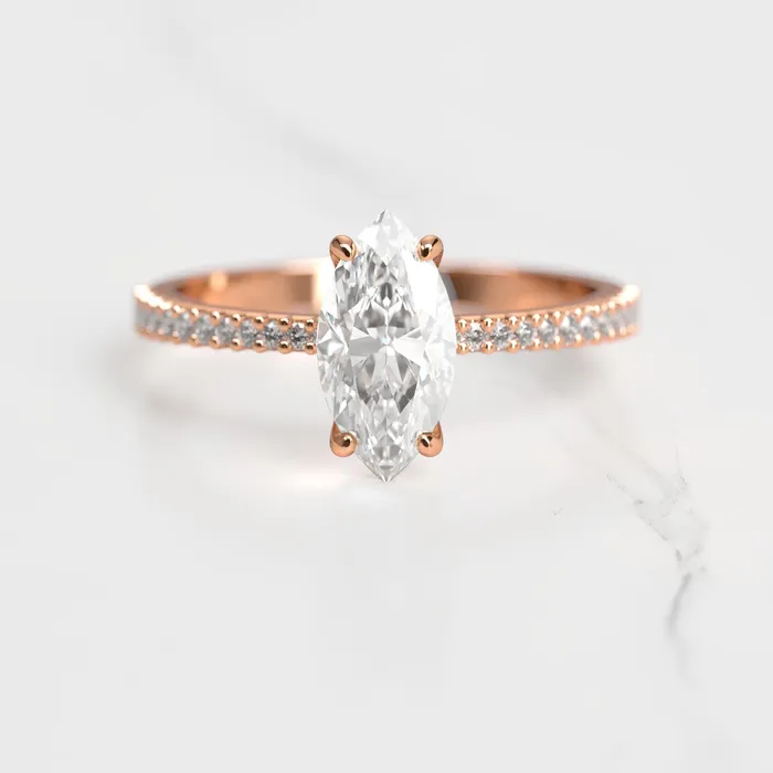 Rings Capucinne Marquise Half Pave Tapered Moissanite Ring