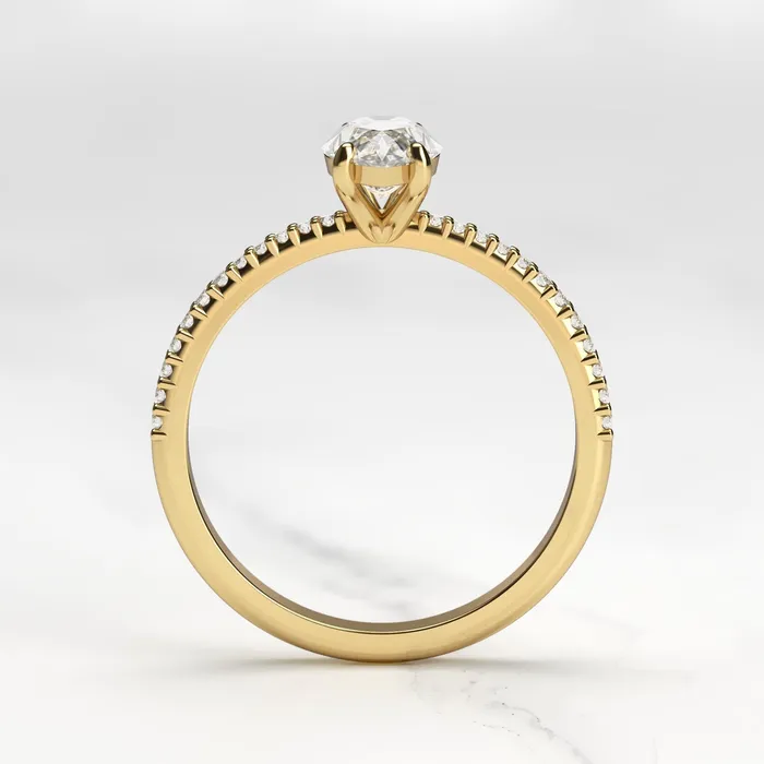 Rings Capucinne Marquise Half Pave Tapered Moissanite Ring