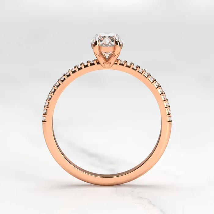 Rings Capucinne Marquise Half Pave Tapered Moissanite Ring