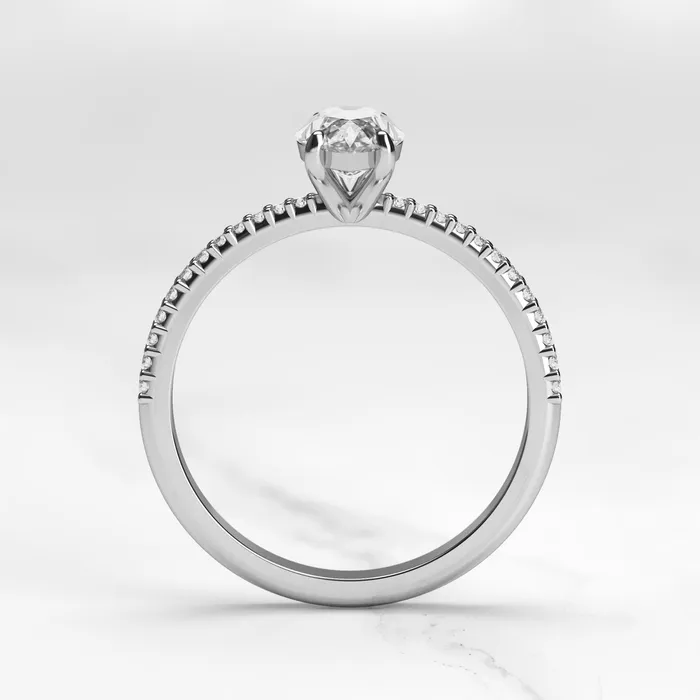 Rings Capucinne Marquise Half Pave Tapered Moissanite Ring