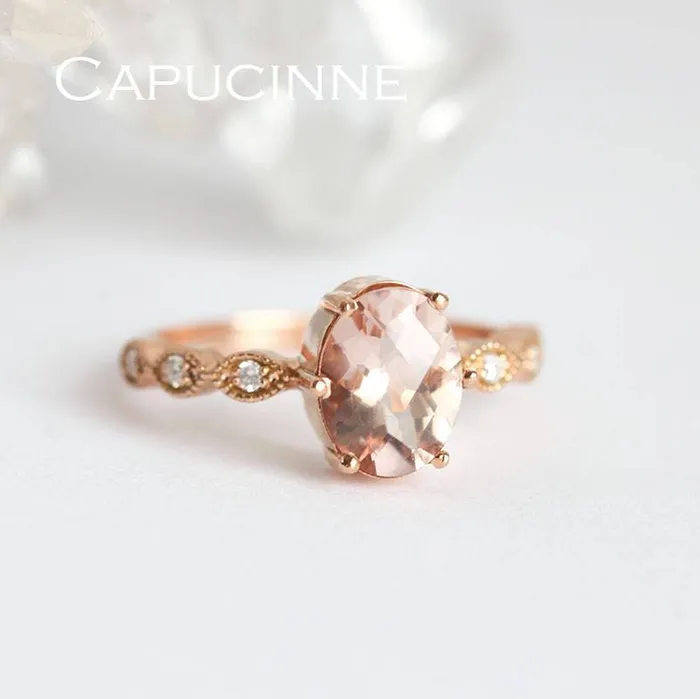 Rings capucinne Scarlett Oval Morganite Ring Ready to Ship