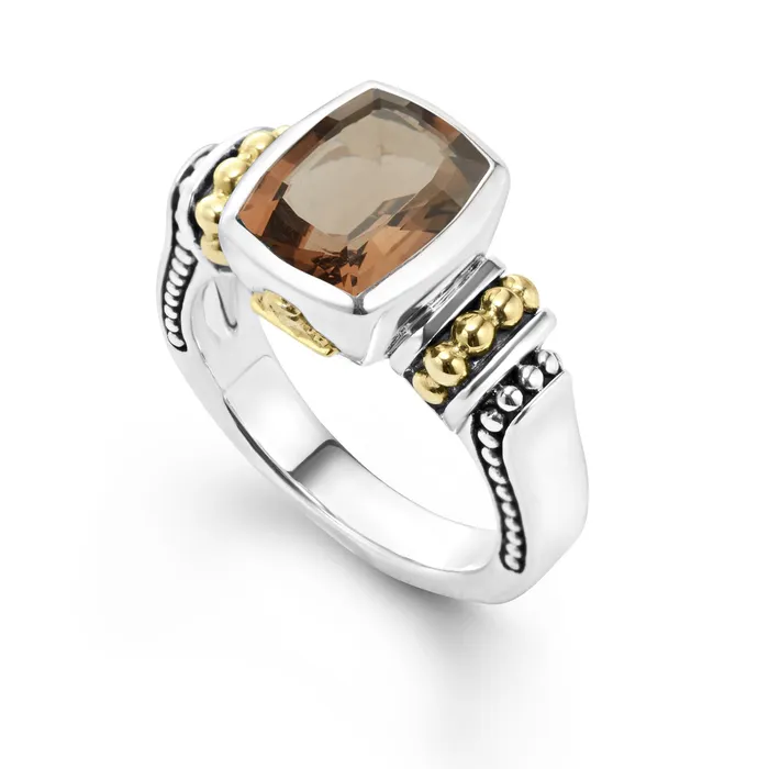 Rings Caviar Color BezelSet Smokey Quartz Ring Lagos