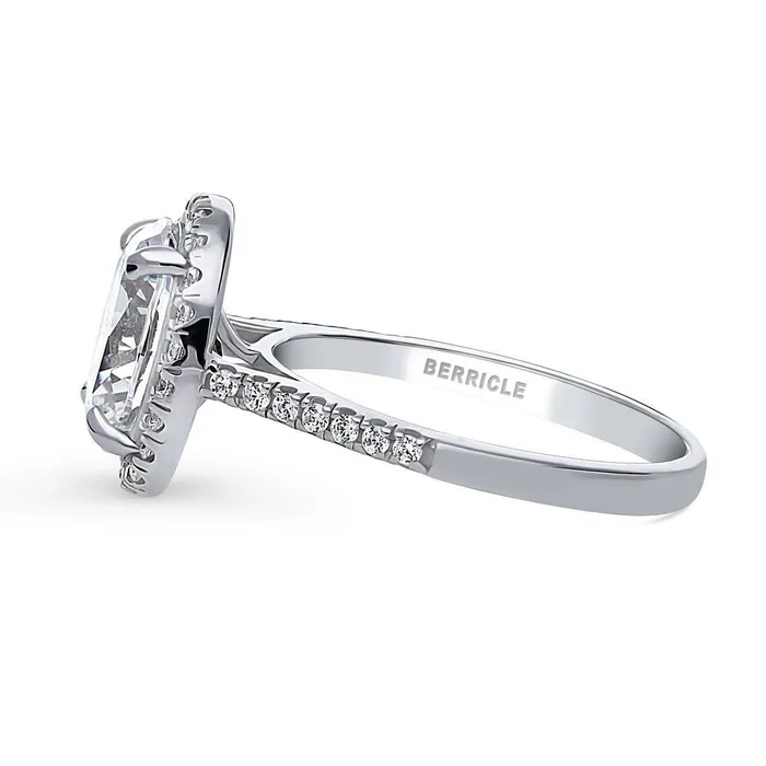Rings Halo Oval Cut CZ Ring in Sterling Silver BERRICLE