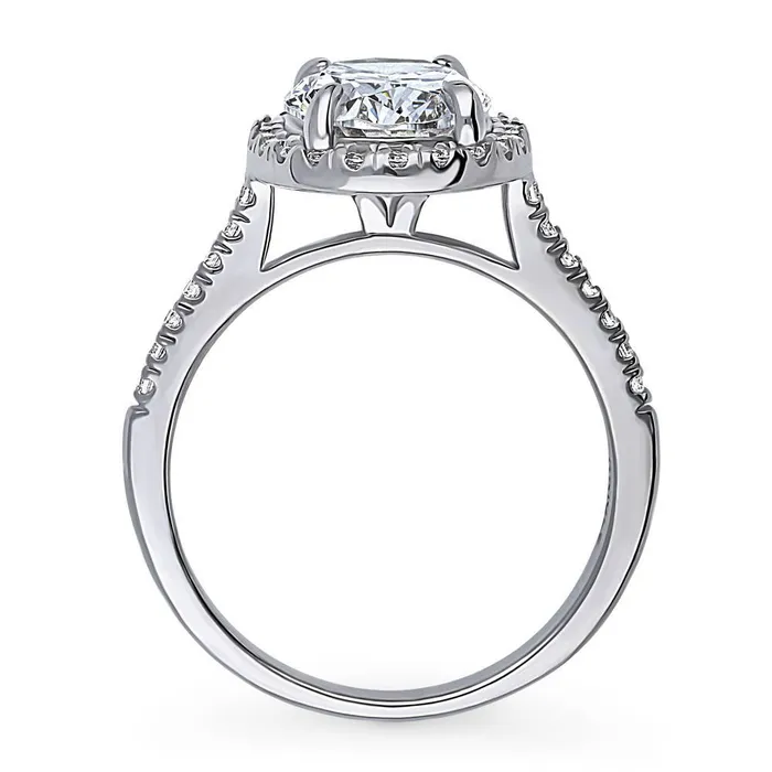 Rings Halo Oval Cut CZ Ring in Sterling Silver BERRICLE