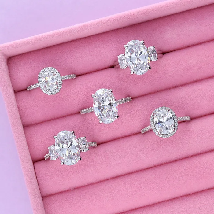 Rings Halo Oval Cut CZ Ring in Sterling Silver BERRICLE