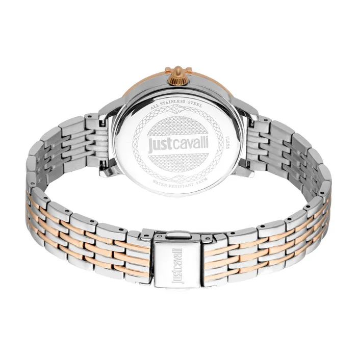 Rings Just Cavalli Just Cavalli Womens Two Tone Silver Rose Gold Watch with Dark Green Dial