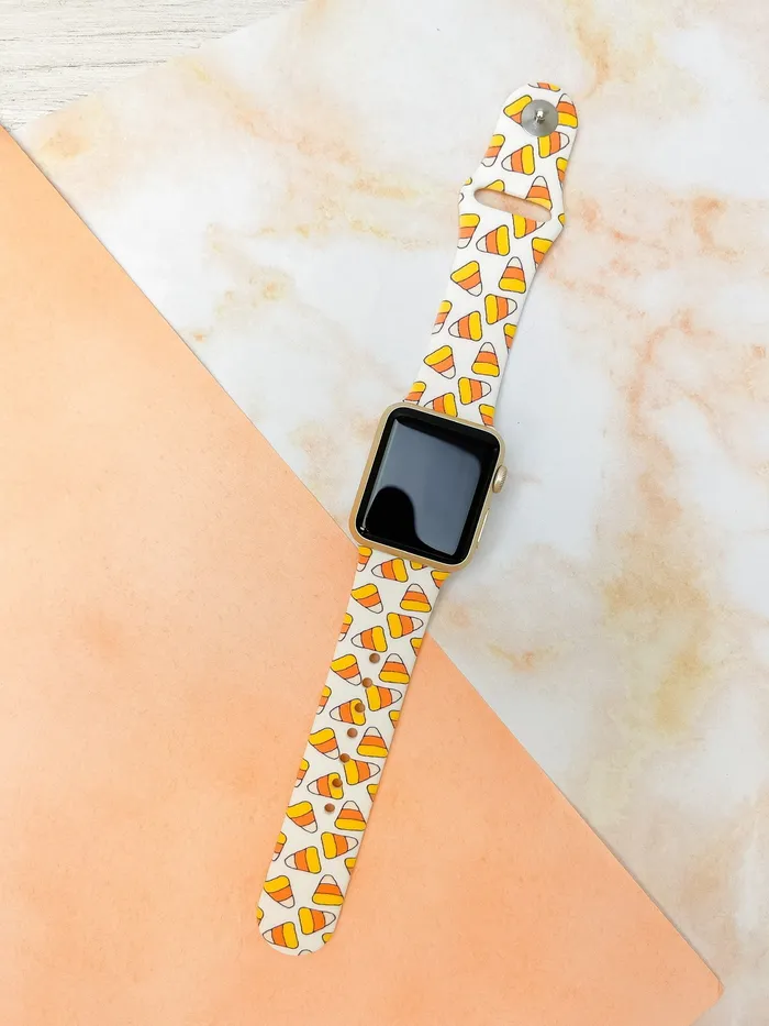 Rings Prep Obsessed XU Candy Corn Printed Silicone Watch Band White