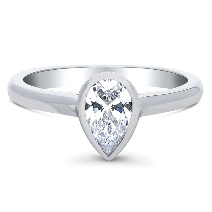 Rings Solitaire 08ct Bezel Pear CZ Ring in Sterling Silver BERRICLE