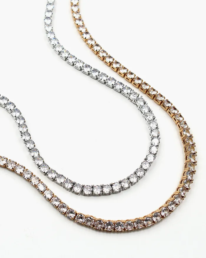 Round Cut CZ Tennis Choker Necklace Set UPDATED092024 Necklaces
