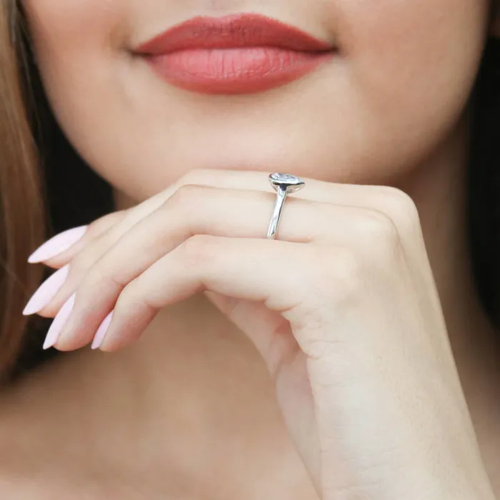 Solitaire 08ct Bezel Pear CZ Ring Set in Sterling Silver BERRICLE Rings