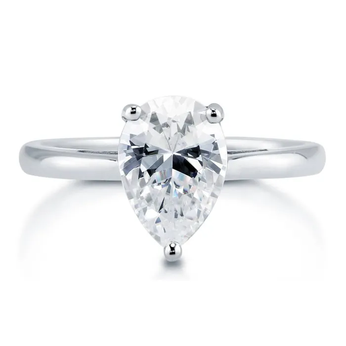 Solitaire 18ct Pear CZ Ring in Sterling Silver BERRICLE Rings