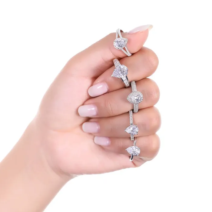 Solitaire 18ct Pear CZ Ring in Sterling Silver BERRICLE Rings