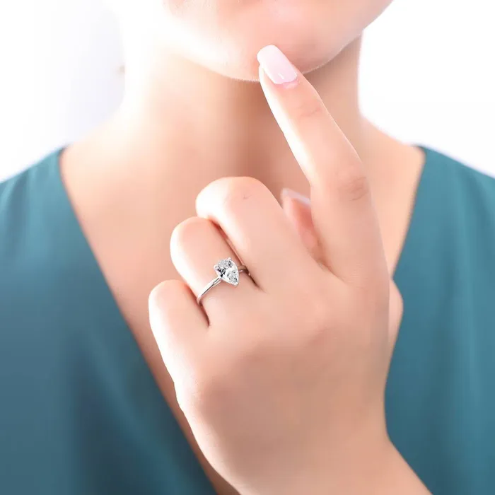 Solitaire 18ct Pear CZ Ring in Sterling Silver BERRICLE Rings