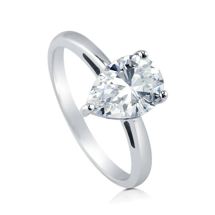 Solitaire 18ct Pear CZ Ring in Sterling Silver BERRICLE Rings