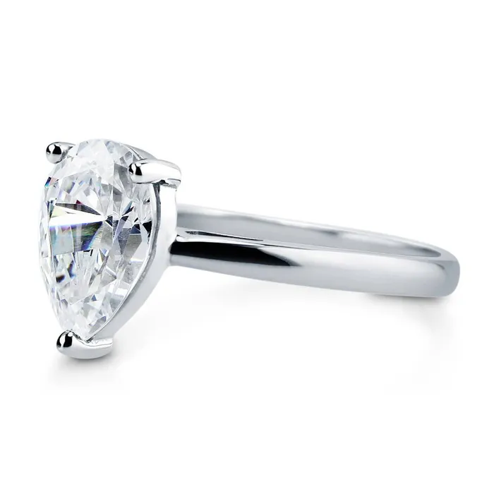 Solitaire 18ct Pear CZ Ring in Sterling Silver BERRICLE Rings