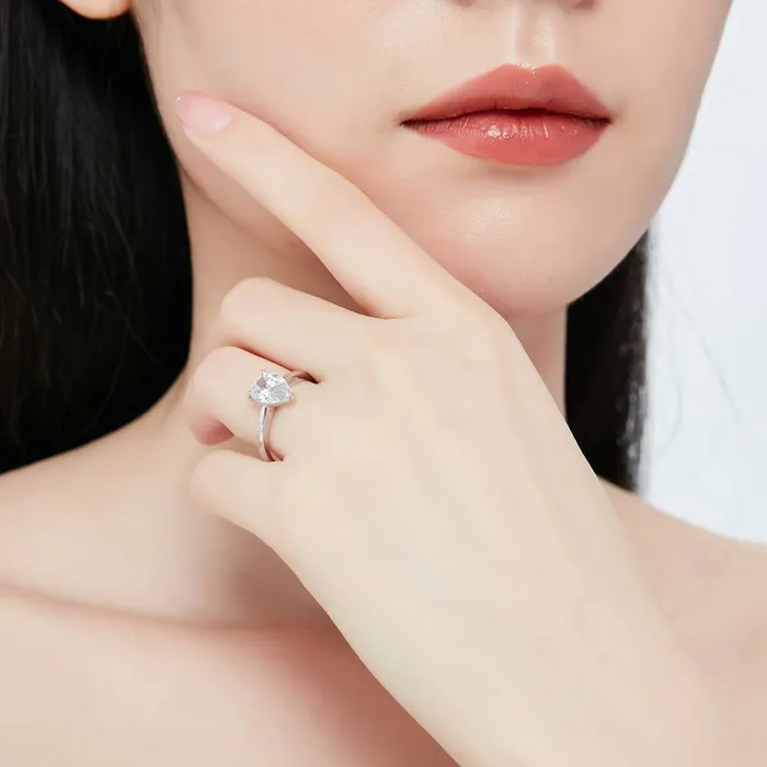 Solitaire 18ct Pear CZ Ring in Sterling Silver BERRICLE Rings