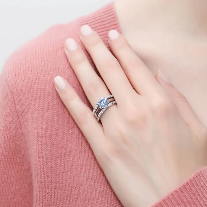 Solitaire 2ct CZ Ring Set in Sterling Silver BERRICLE Rings