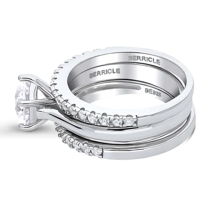 Solitaire 2ct CZ Ring Set in Sterling Silver BERRICLE Rings