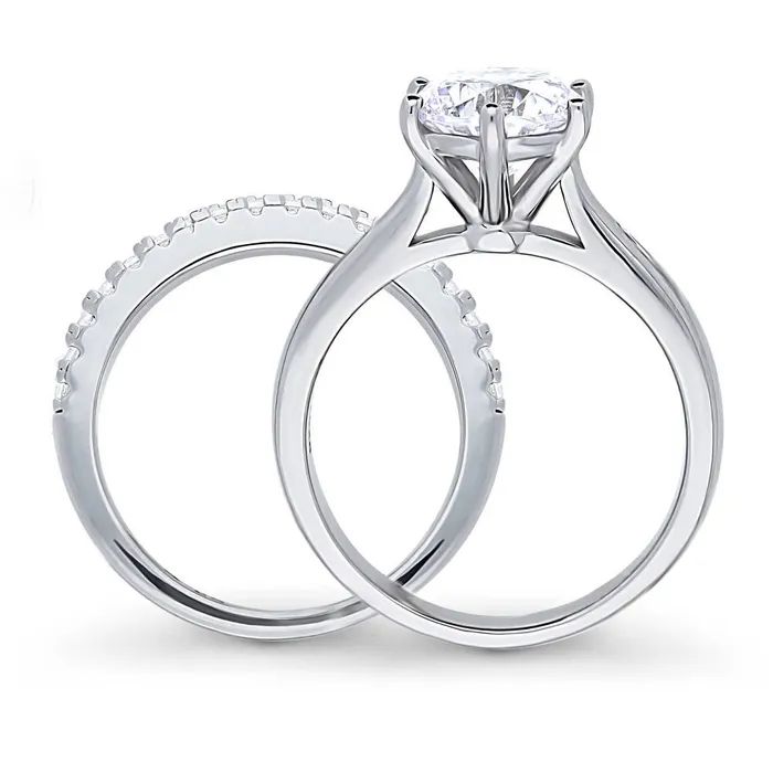 Solitaire 2ct CZ Ring Set in Sterling Silver BERRICLE Rings