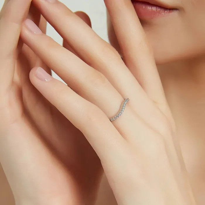 Solitaire Wishbone CZ Split Shank Ring Set in Sterling Silver BERRICLE Rings