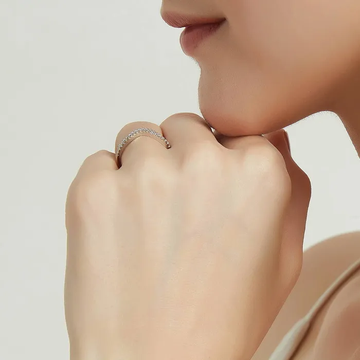 Solitaire Wishbone CZ Split Shank Ring Set in Sterling Silver BERRICLE Rings