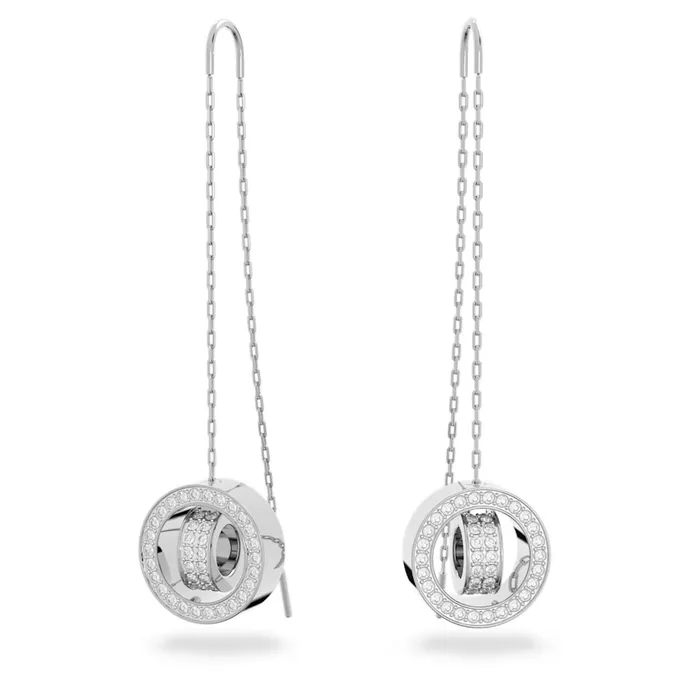 Swarovski Earrings Swarovski Hollow Drop Earrings Long White Rhodium plated