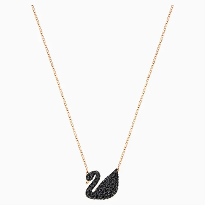 SwarovskiIconic Swan Pendant Black RoseGold One Size Swarovski Necklaces