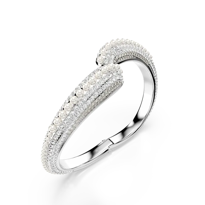 Swarovski Rings Swarovski Sublima Cuff Crystal Pearl Round Cut White Rhodium Plated Swarovski Rings Swarovski Sublima Cuff Crystal Pearl Round Cut White Rhodium Plated