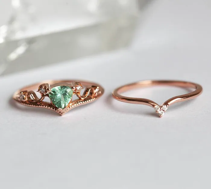 Tourmaline Ring Set Diamond Ring Capucinne Rings
