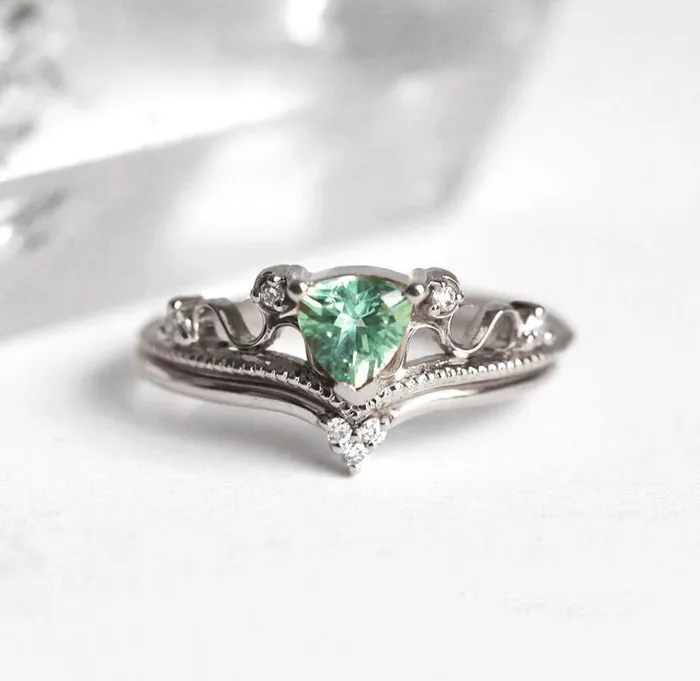 Tourmaline Ring Set Diamond Ring Capucinne Rings