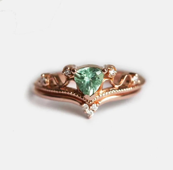 Tourmaline Ring Set Diamond Ring Capucinne Rings