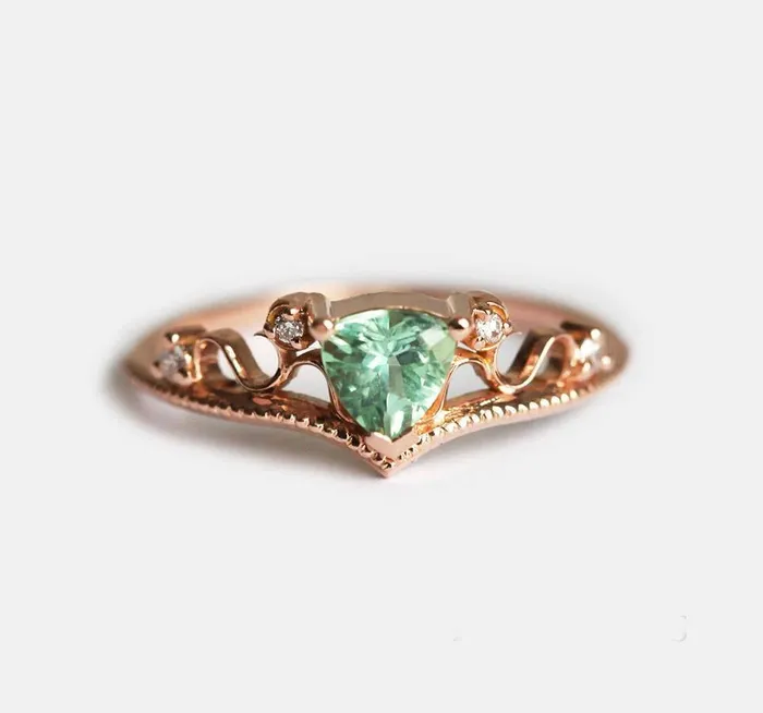 Tourmaline Ring Set Diamond Ring Capucinne Rings