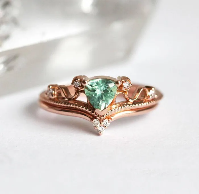 Tourmaline Ring Set Diamond Ring Capucinne Rings