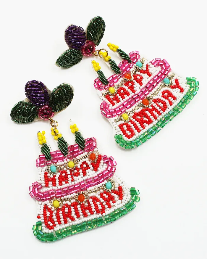 UPDATED102024 Earrings Birthday Cake Beaded Earrings