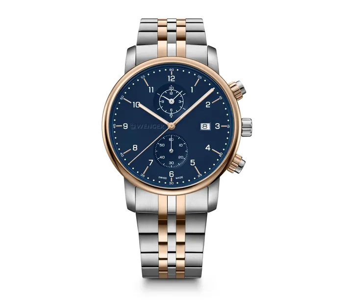 Wenger Earrings Wenger Urban Classic Chrono Gents Blue Dial Stainless Steel Silver Rose Gold Watch Wenger Earrings Wenger Urban Classic Chrono Gents Blue Dial Stainless Steel Silver Rose Gold Watch