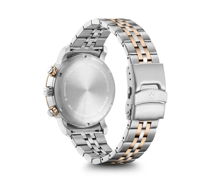 Wenger Earrings Wenger Urban Classic Chrono Gents Blue Dial Stainless Steel Silver Rose Gold Watch