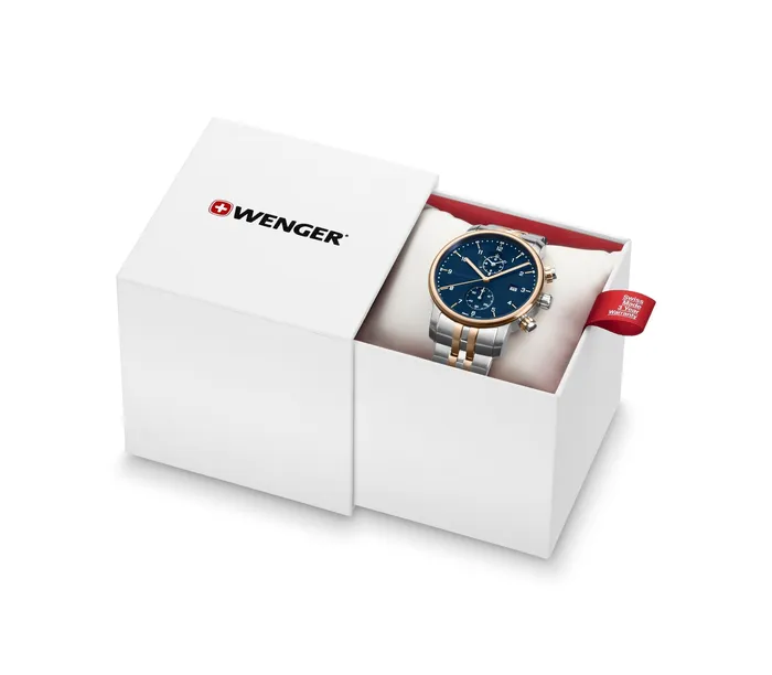 Wenger Earrings Wenger Urban Classic Chrono Gents Blue Dial Stainless Steel Silver Rose Gold Watch