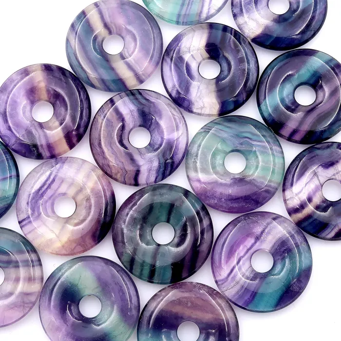 AAA Natural Fluorite Donut Pendant 30mm Intrinsic Trading Necklaces